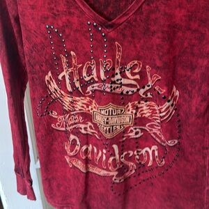 Harley Davidson Red Long Sleeve Top